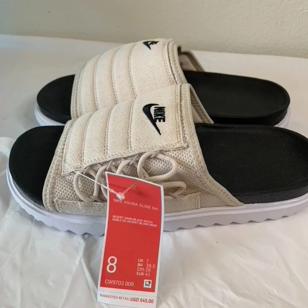 NWT-Nike Asuna Slides-Ivory-Soft Foam